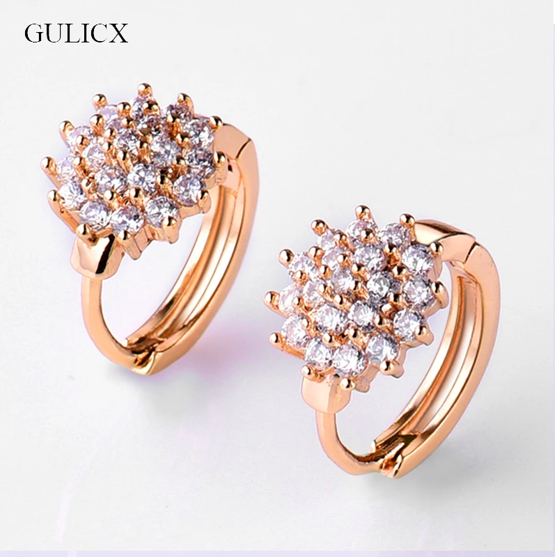 Женские серьги-кольца GULICX маленькие серьги золотистого цвета с белыми цветами и