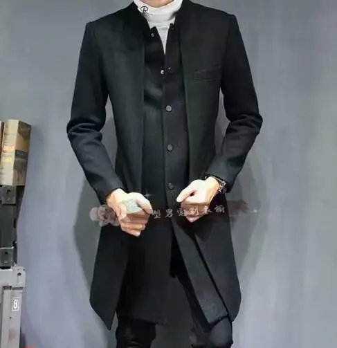 

M-3XL HOT / Spring Male New Fashion cultivate one's morality Thickening of the long overcoat woolen cloth coat
