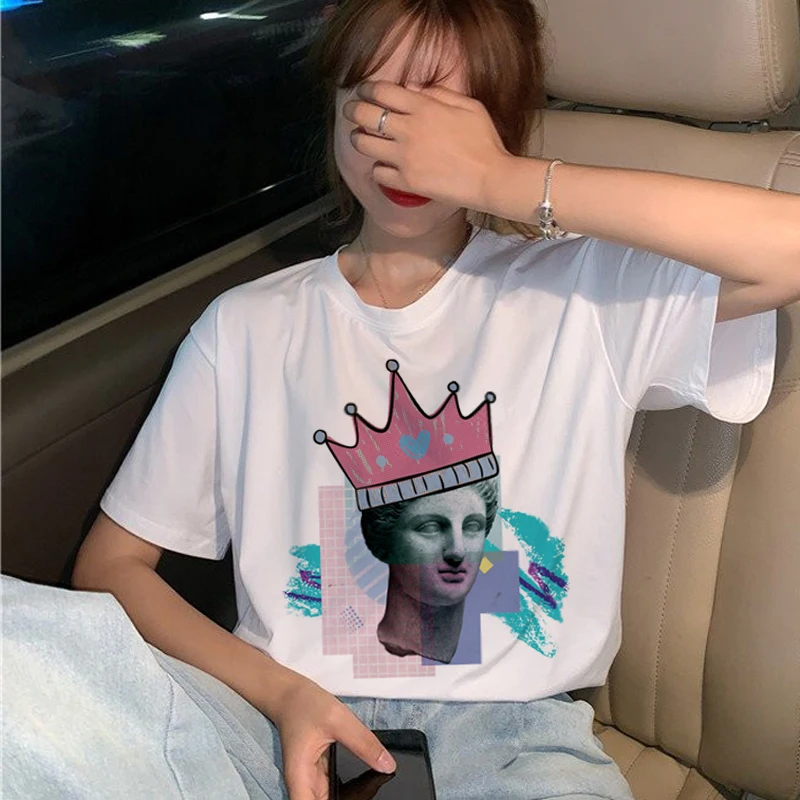 Vaporwave модная футболка женская гранж Эстетическая Harajuku Ullzang футболка 90s Графический хип-хоп футболка для девочек летние футболки для женщин