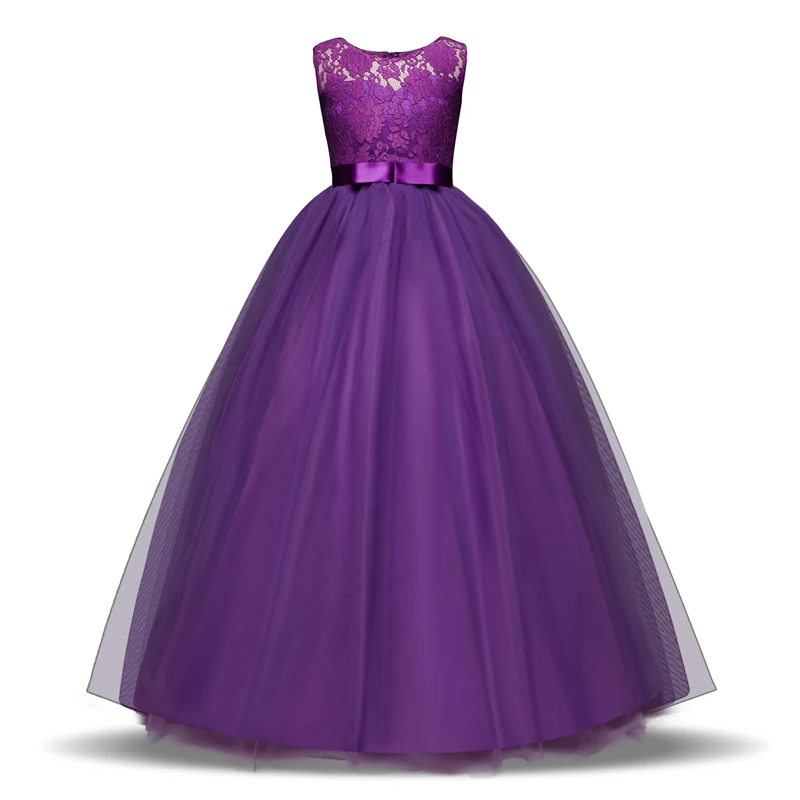 Tulle Lace Long Gown Flower Girl Dresses Retro Sleeveless Kids Dress For Girls Vintage Children's Princess Costume 5-14 Years | Детская