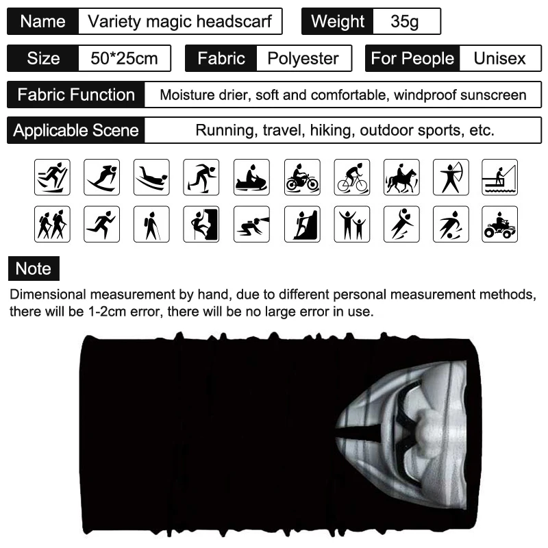 V for Vendetta Face Mask Summer Balaclava windproof Dust Scarf Bicycle Ski Half Bandana For Cycling Fis | Автомобили и мотоциклы