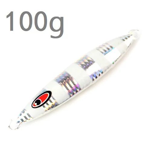 100g-004 3D eyes 1 шт. 80 г-250 г Лазерная задняя светящаяся металлическая приманка-джиг, ложка, нож с блестками, искусственная жесткая приманка для морской рыбалки - Цвет: 100g-004