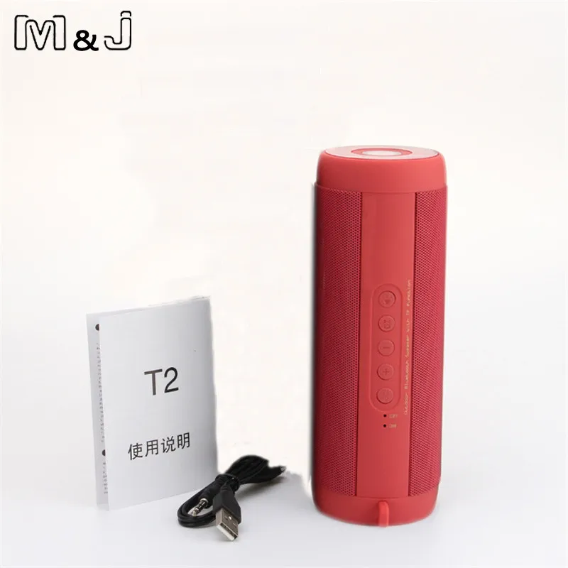 Red No Box M& J T2 беспроводной лучший Bluetooth динамик водонепроницаемый портативный открытый мини Колонка коробка громкий динамик дизайн для iPhone Xiaomi - Цвет: Red No Box