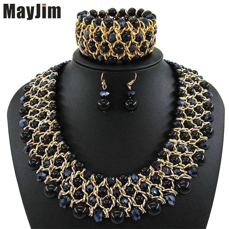 MayJim Заявление ожерелье 2017 мода ювелирные наборы Ручной Работы из бисера цепи