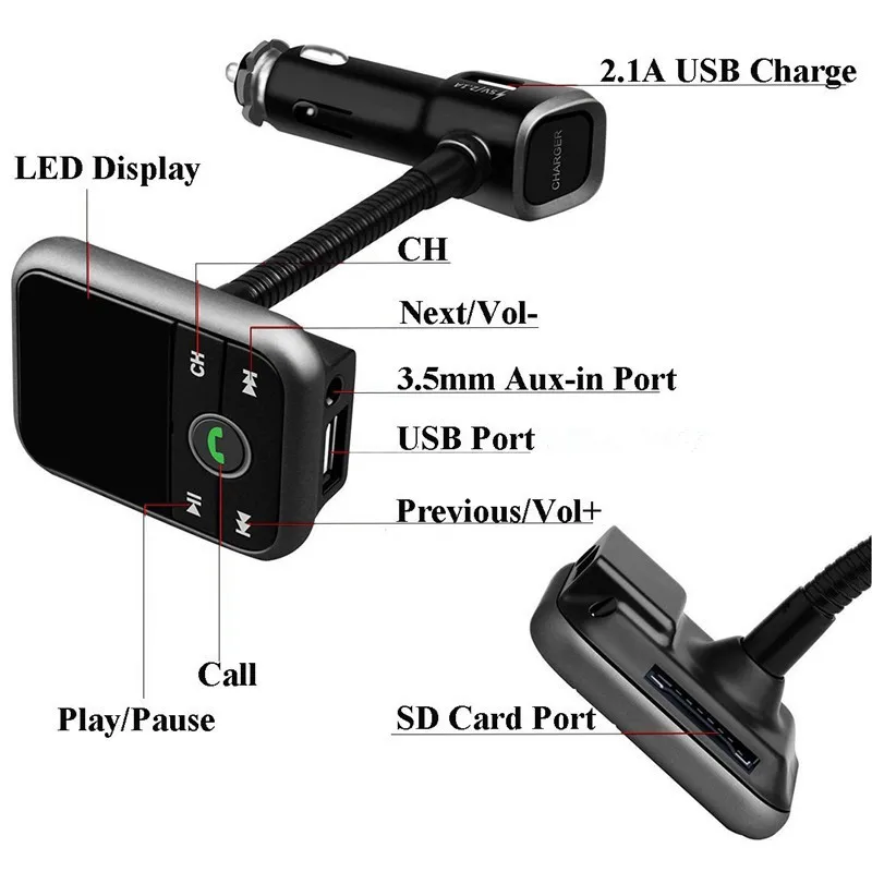 ANLUD Bluetooth Fm трансмиттер с USB разъемом для авто автомобильный mp3 плеер поддержка CD