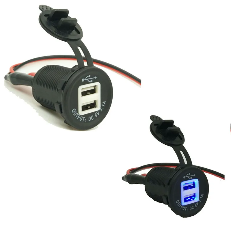 

Dual Power Supply LED Charger Waterproof Port USB Motorcycle Phone Socket Car charger nov26