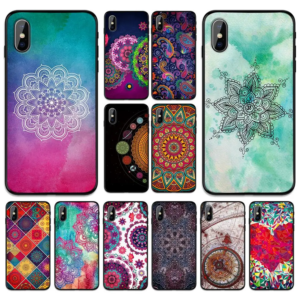 Psychedelic dot art design Мягкая термополиуретановая крышка чехол для Apple iPhone 6 6S 7 8 Plus 5 5S SE X XS