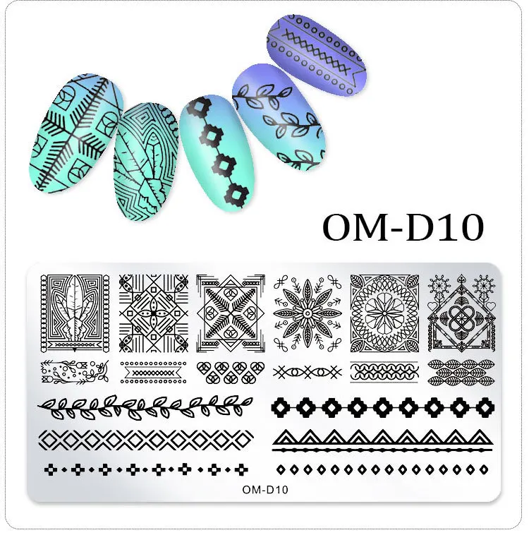 1 шт. 12*6 см Животные кружева серии пластина для стемпинга для нейл-арта DIY изображения Маникюр пластиковые шаблоны трафареты салонные инструменты для красоты - Цвет: OM10