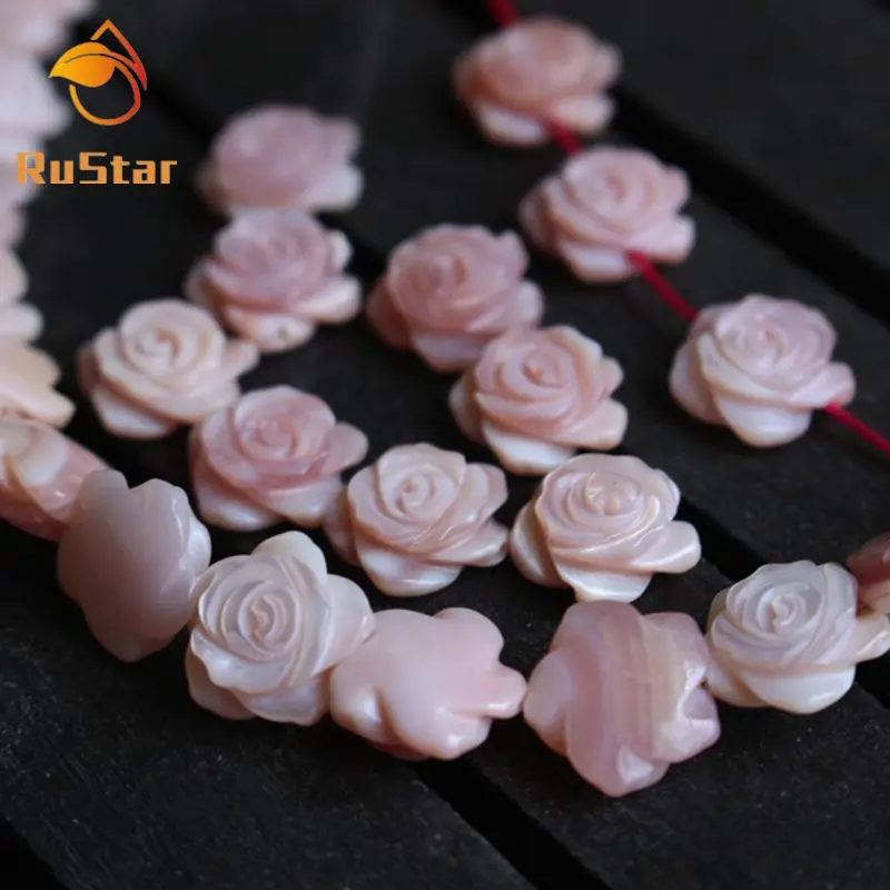 30pcs/lot 10mm Real Natural Flower Mother of Pearl shell Beads Drilled Pink Rose MOP Shell for DIY Jewelry | Украшения и