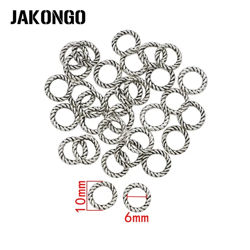 JAKONGO 50 шт античные посеребренные кольца круглые соединители для изготовления