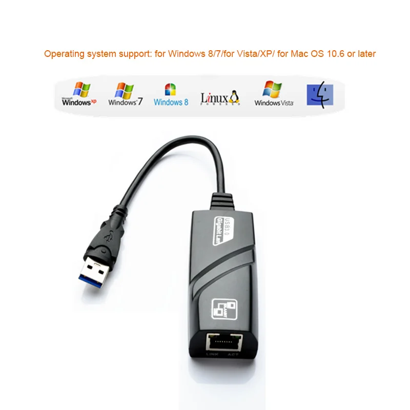 Usb Ethernet адаптер Сетевая карта USB3.0 для RJ45 LAN гигабит Интернет без драйверов