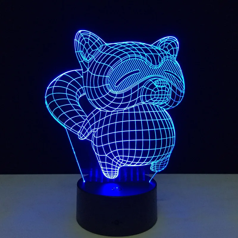 Цветной ночник в виде кошки с 3D иллюзией акриловый светодиодный светильник для