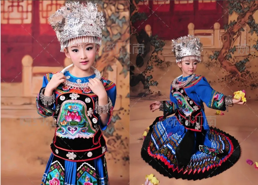 Детский костюм Tian Xian Mei для девочек из группы миниатюра Miao фотография или