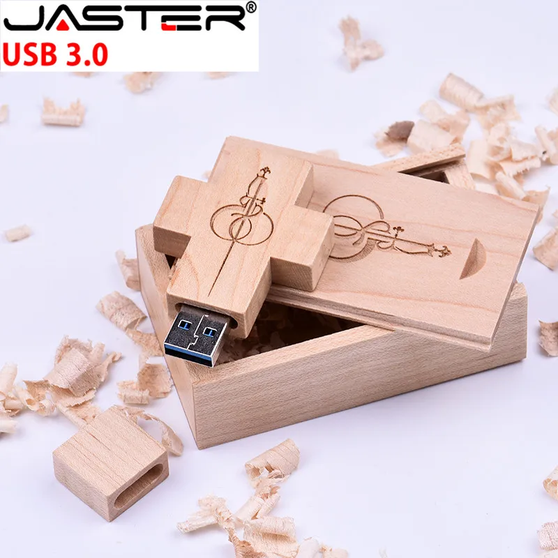 JASTER Best selling USB3.0 wooden Cross USB + box Flash Drive memory stick pendrive 8GB 16GB 32GB Crosses drive gi | Компьютеры и офис