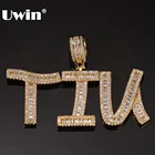 UWIN На Заказ багет начальные буквы кулон ожерелье слова имя с 4 мм CZ теннисная цепь полный кубический цирконий ювелирные изделия