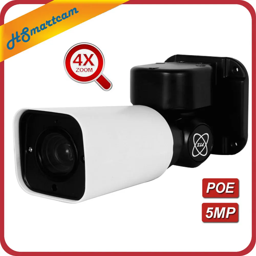 5MP мини PoE IP PTZ пуля камера 4X оптический зум 2,8-12 мм IP66 CCTV Cam наружная Поддержка ONVIF P2P H.264(H.265) для HK POE NVR