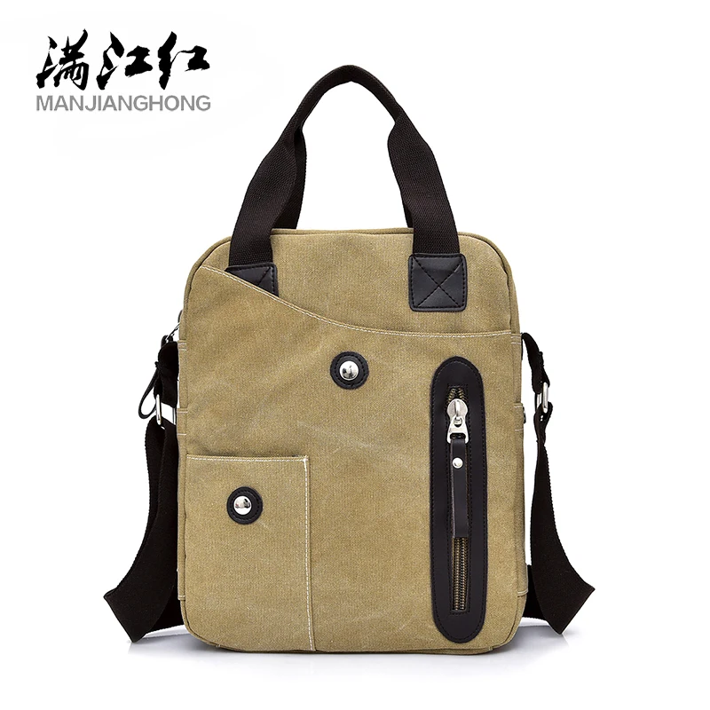 

100% Canvas Men Handbags Fashion Male Shoulder Bag High Quality Male Bolsa Crossbody Bags Zipper Travel Leisure Man Handbags