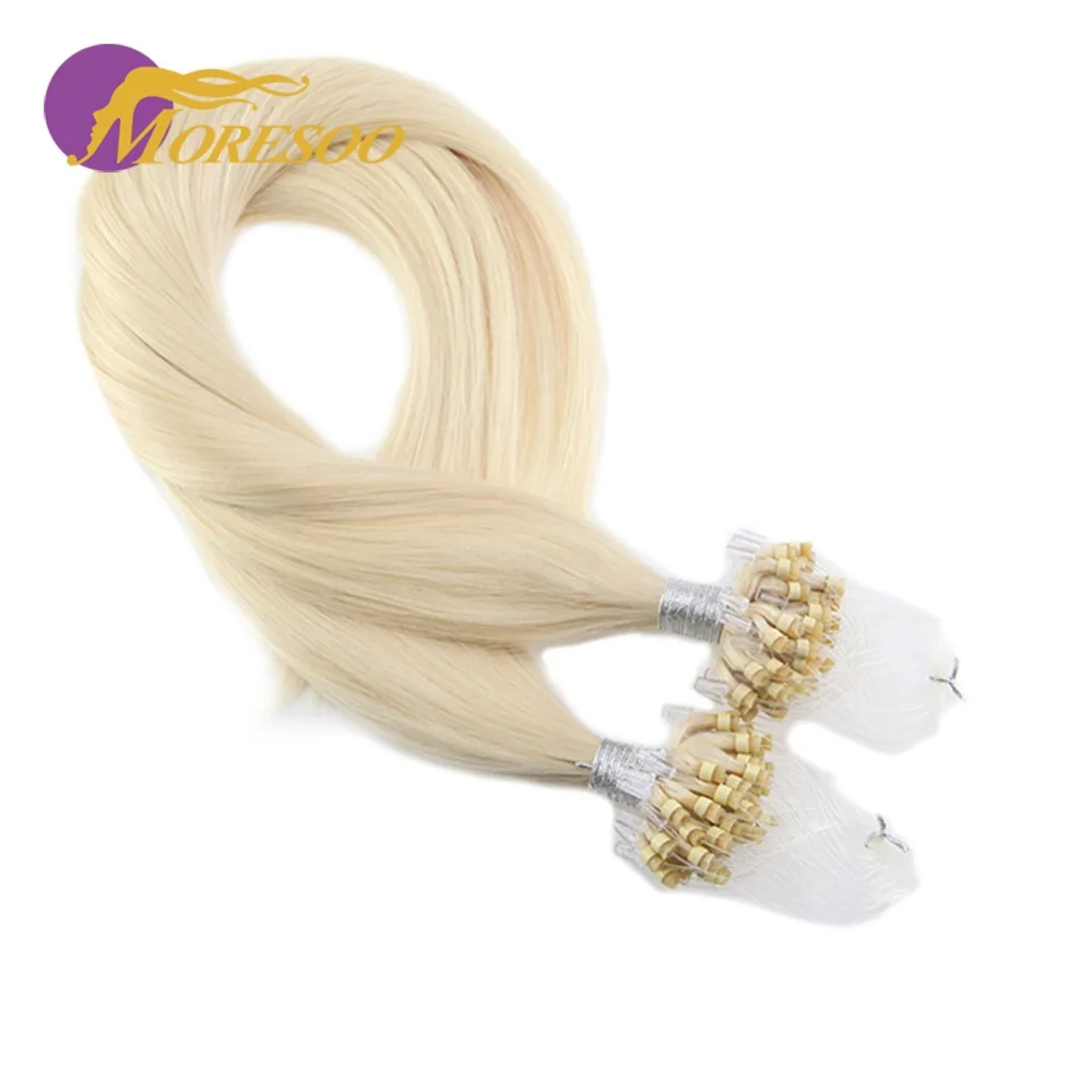 Moresoo Micro Loop волосы для наращивания микро бисера Человеческие волосы Remy бразильские бусины для наращивания 1 г/1 S 50 г 50 S чистый цвет