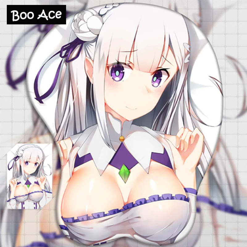 3d-коврик для мыши Re: Zero с изображением Эмилии и аниме Oppai упор на запястье |