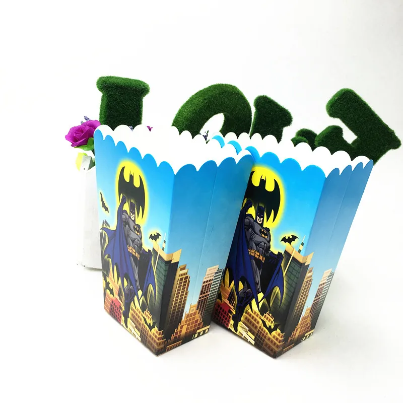 6 шт. Бэтмен тема попкорн коробки Детские вечерние украшения тематические