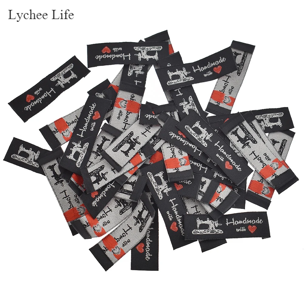 6 Lychee Life 50 шт. ручной работы Тканые ярлыки с надписью одежда обувь сумки ручной работы хлопковые этикетки Diy бирки для одежды Швейные материалы - Цвет: 6