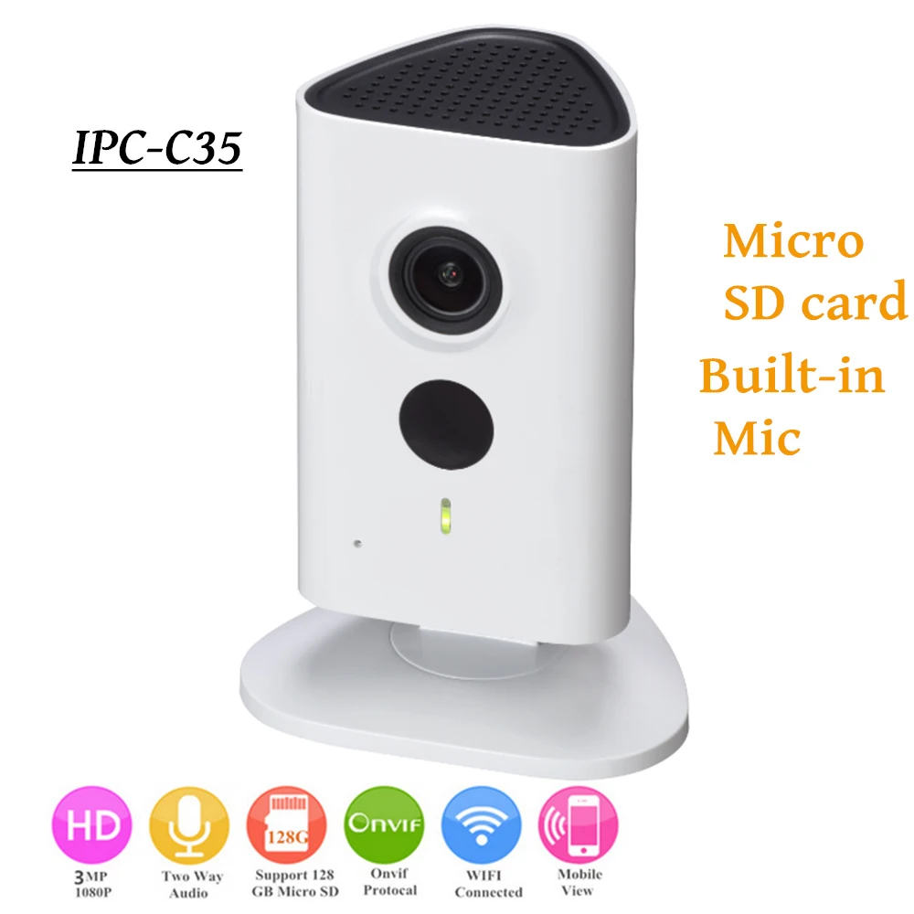 DH 3mp Wifi IP камера IPC C35 HD 1080p безопасности Поддержка sd карты до 128 Гб Встроенный