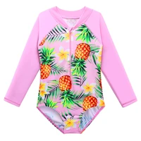 baohulu kids swimwear cartoon print one piece pineapple swimsuit for girls long sleeve child swimwear bathing suits beach wear