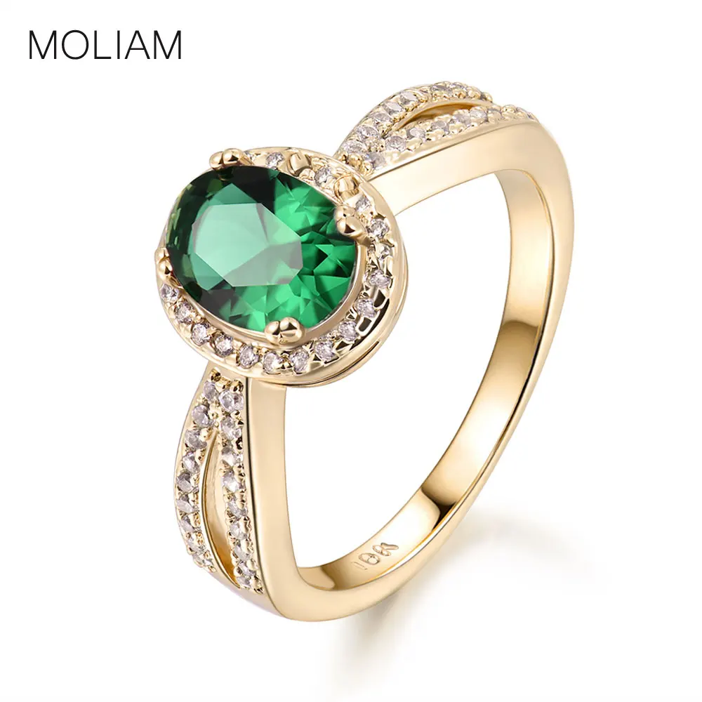 Женские кольца MOLIAM светло синие/зеленые средней длины с фианитом Рождественский