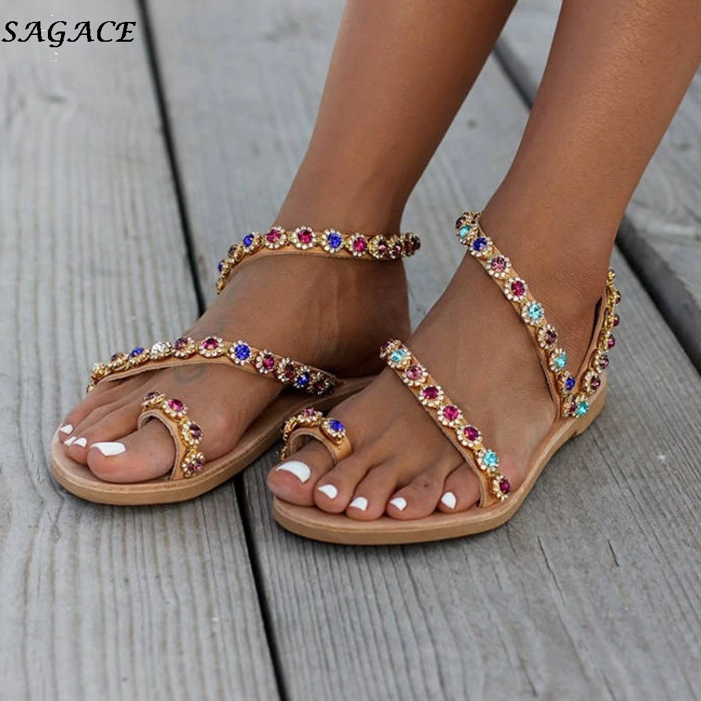 SAGACE/женские летние сандалии на плоской подошве в винтажном стиле Сандалии с