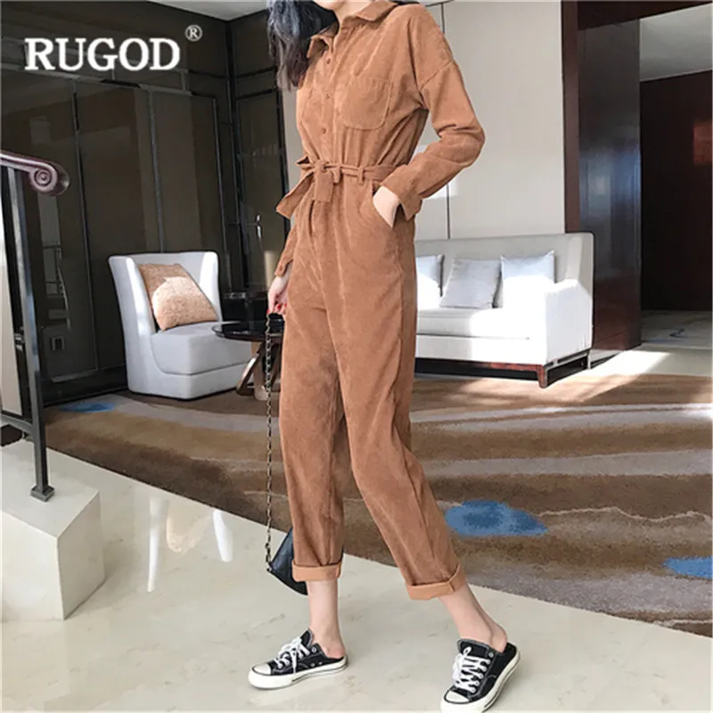 RUGOD/Новинка Модный женский костюм вельветовый с высокой талией и длинными