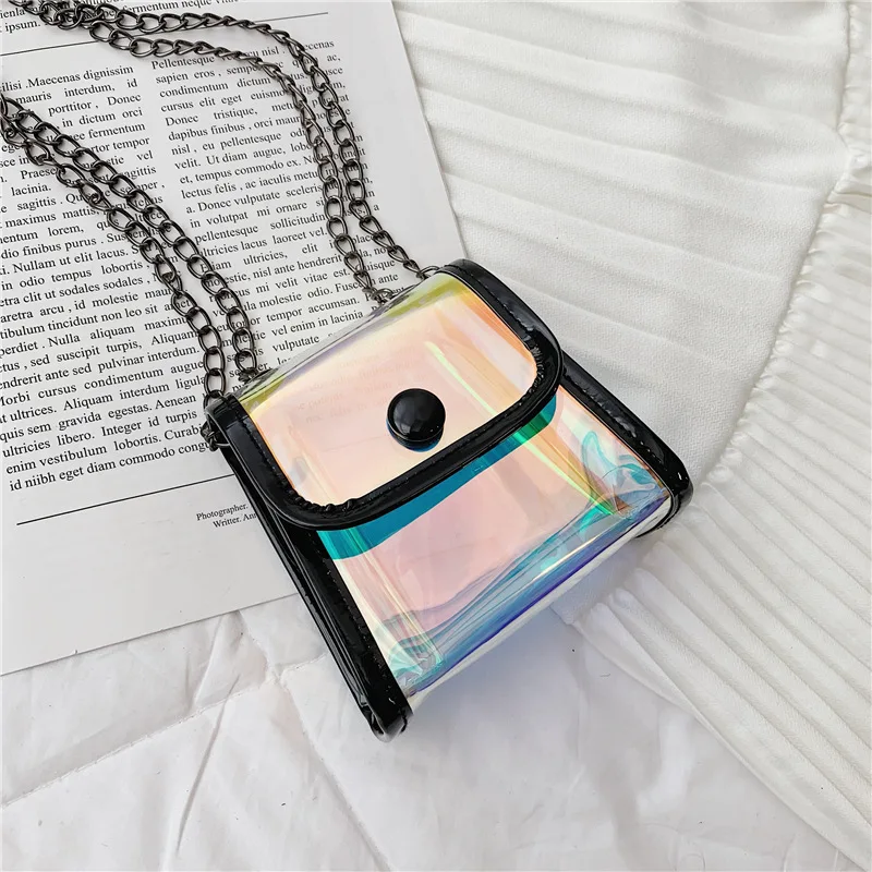 Сумка на плечо для девочек прозрачная мини сумка мессенджер из ПВХ с цепочкой