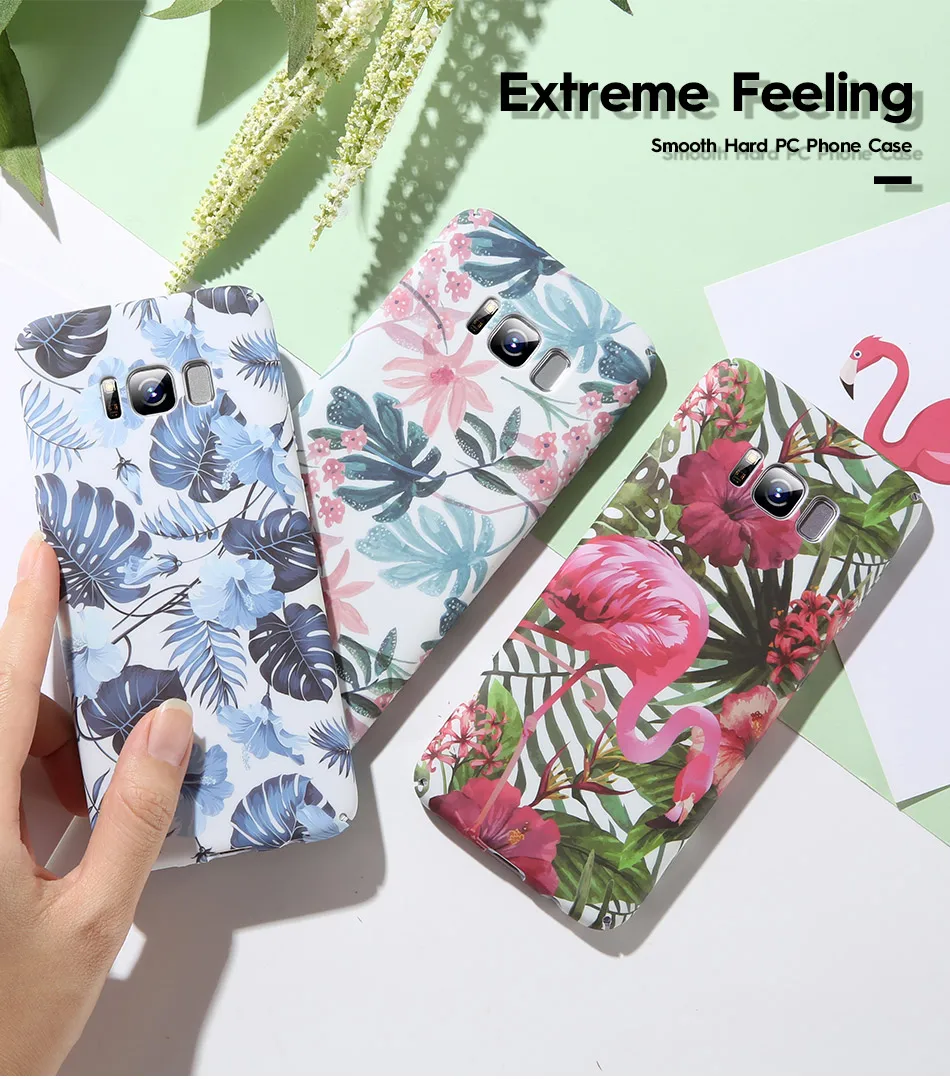 KISSCASE в форме листьев и цветка чехол для samsung Galaxy A5 A7 J3 J5 A6 A7 A8 A9 S8 S9 S10 Plus Note 10+ 8 9 S7 жесткий чехол из поликарбоната