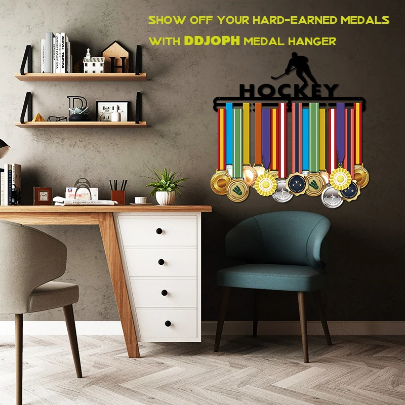 

Hockey medal hanger Sport medal display rack Medal holder 40cm L for 32+ medals