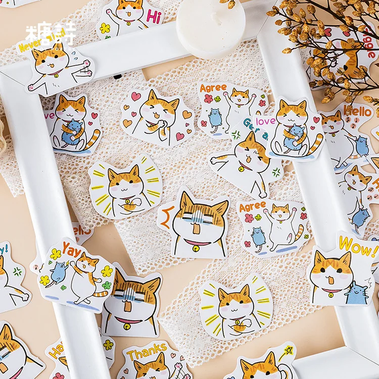 45 штук упак. Kawaii Fat Cat декоративные наклейки из бумаги васи Скрапбукинг палка