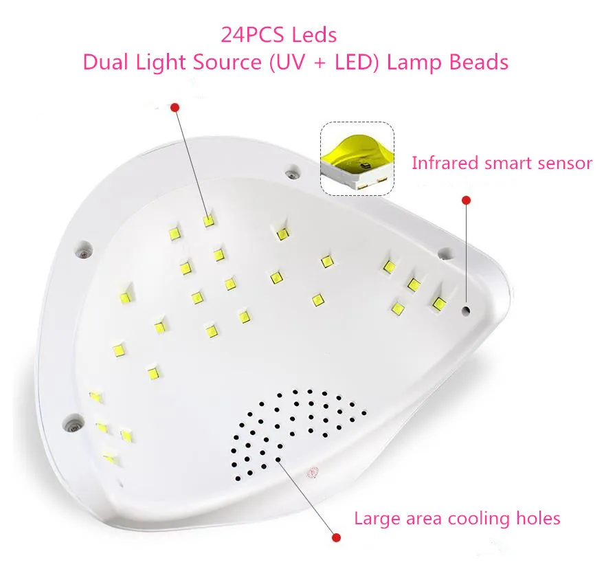 

UV Lamp SUN5PLUS 50W LED Nail Lamp For All Gels Nail Polish Tool Two Hand Phototherapy lamp With Infrared Sensing LCD display