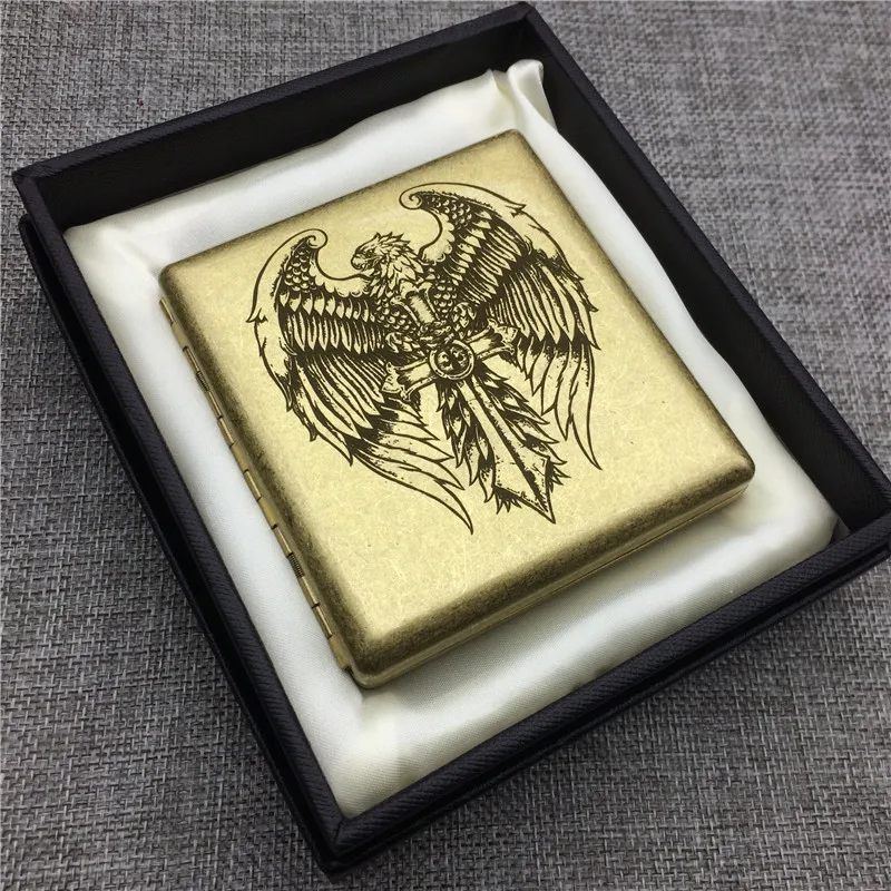 Eagle Sword Mr. k персонализированные каменный Лев медный футляр для сигарет мужские металлические сигареты коробки лазерная гравировка коробка для хранения дыма Лев - Цвет: Eagle Sword