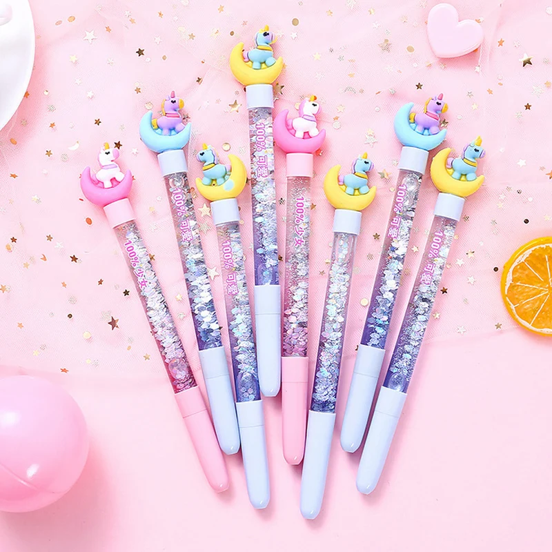 Cartoon unicorn moon gel pen black ink writting pens canetas material escolar kawaii staitonery paperlaria school supplies | Канцтовары