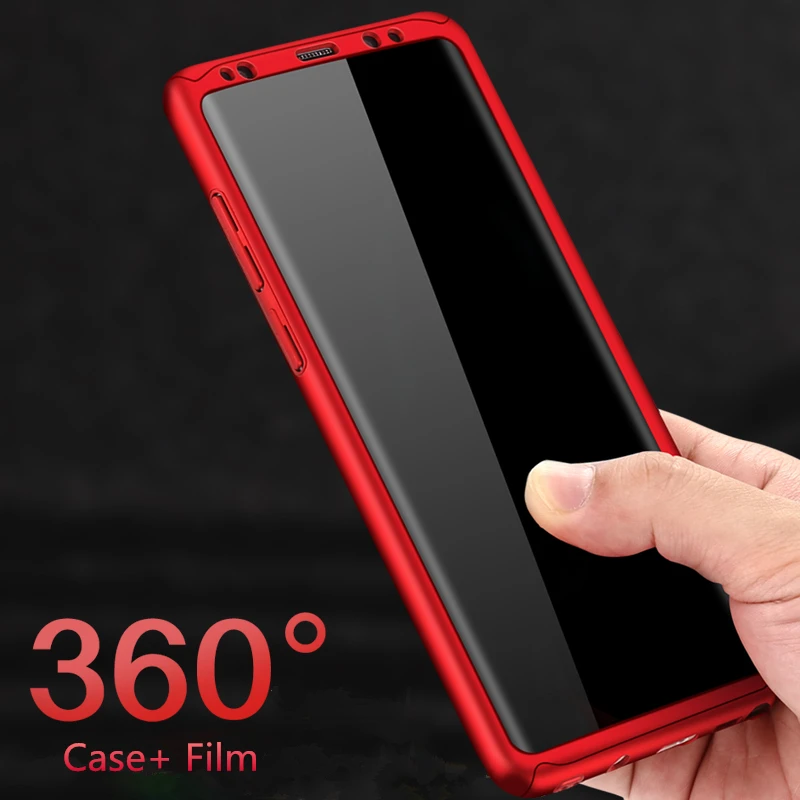 HOTR Note 8 Tempered Glass Screen Film Case for Samsung Galaxy Hard PC Cover Full Protect with Protector Shell |