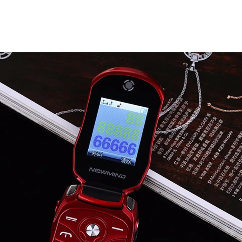 

Flip Car Shaped Mini Mobile Phone NEWMIND F15 Dual SIM Card FM Radio Bluetooth LED 1500mAh 1.77Inch Feature Cell Phone