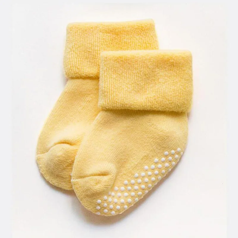 Yellow Новые осенние и зимние толстые детские носки для малышей, хлопковые нескользящие носки-тапочки для малышей - Цвет: Yellow