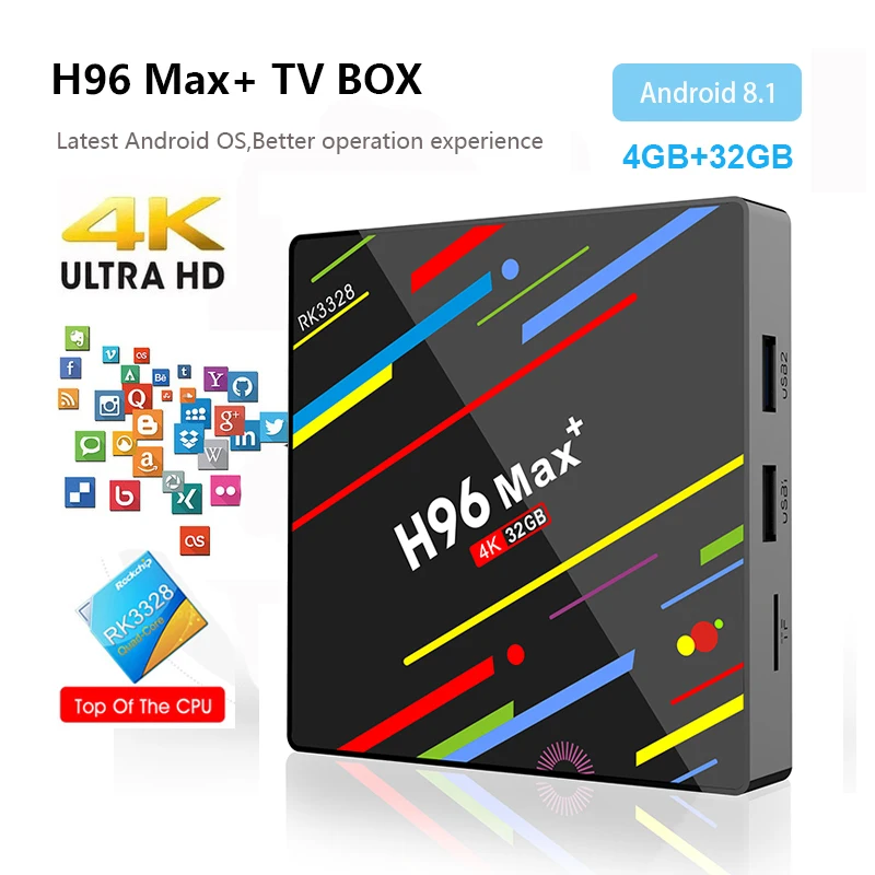 H96 MAX Plus Смарт ТВ приставка Android 8 1 4 Гб ОЗУ 32 ПЗУ RK3328 к H.265 USB3.0 2 ГГц/5 ГГц WiFi Bluetooth