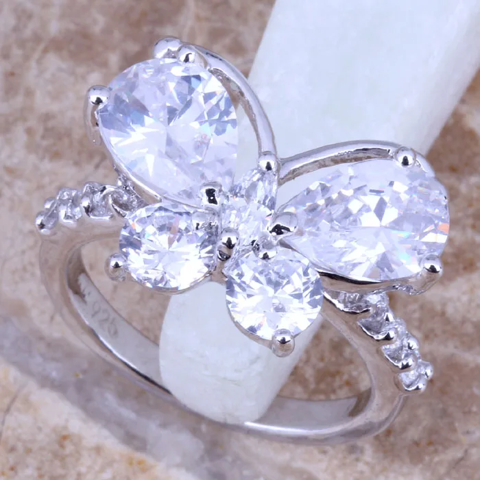 Кольцо женское посеребренное с бабочкой, размер 6, 7, 8, 9, R0418