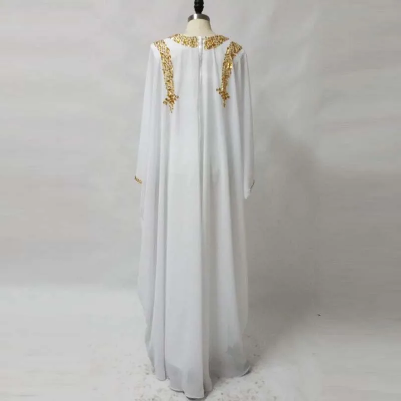 Белые и золотые платья на выпускной 2018 Арабский мусульманский с длинным рукавом