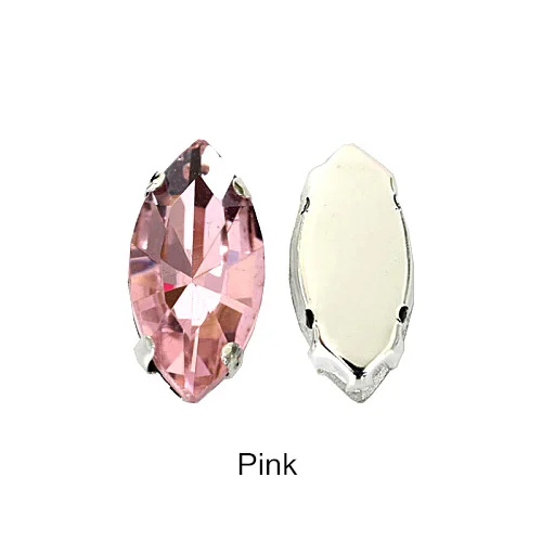 Pink Высококачественные красивые стеклянные стразы с кристаллами в виде листьев, стразы с серебряными когтями для свадебного платья B1259 - Цвет: Pink