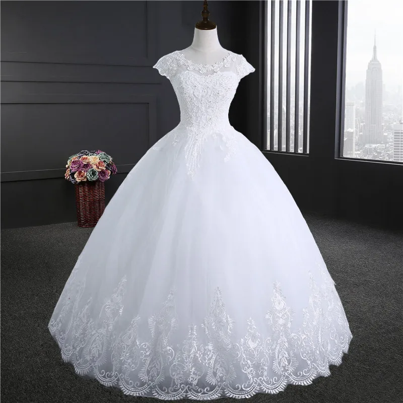 

Embroidery Lace Edge Lace Up Ball Gown Quality Wedding Dresses Customize Plus Size Bridal Dress Real Photo