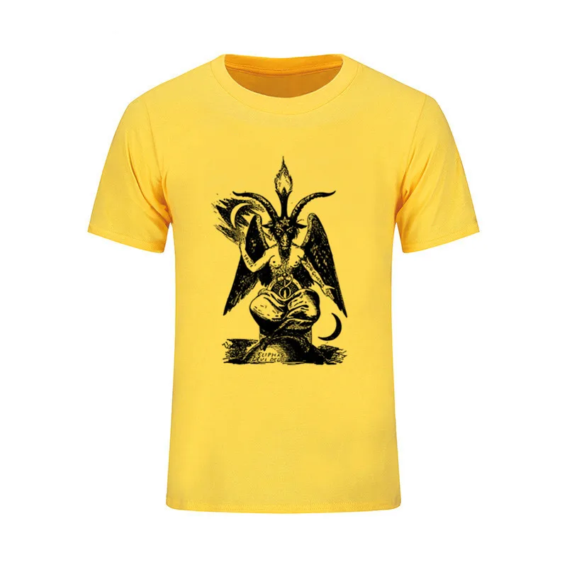 Дешевая цена Crewneck мужская одежда уникальные мужские футболки Baphomet хлопковая