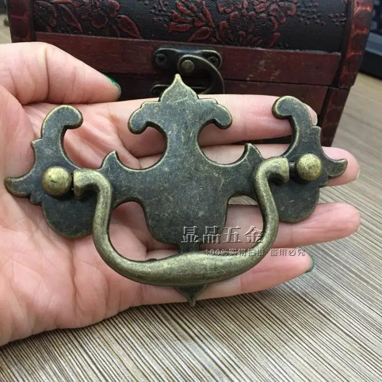 Акции Большой Антикварный ящик с ручками дверная ручка для шкафа мебельная