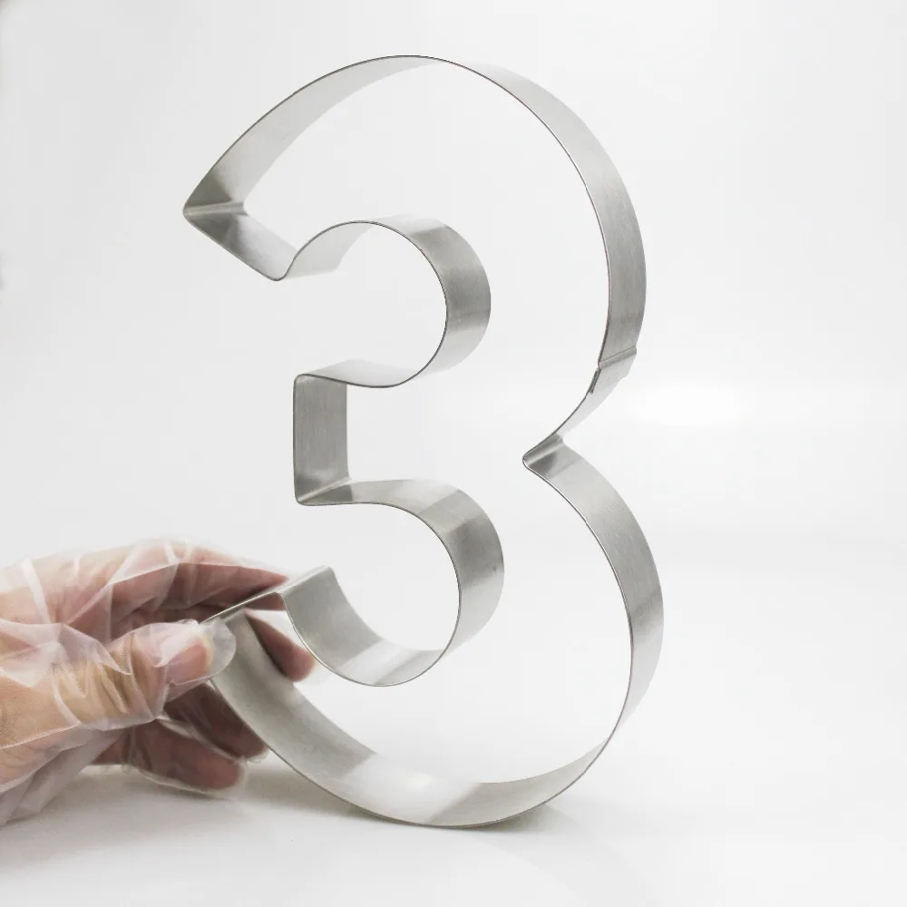 Цифра "3" форма для торта 8 дюймов из металла, нержавеющая сталь, большие цифровые формы для торта на день рождения, свадьбу, Детские шоу, торты
