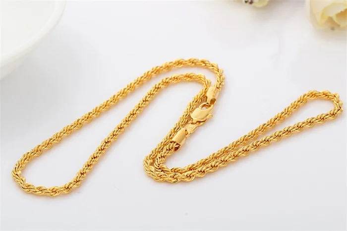 Женское Ожерелье с тонким плетением золотистого и золотого цвета 45 см 18