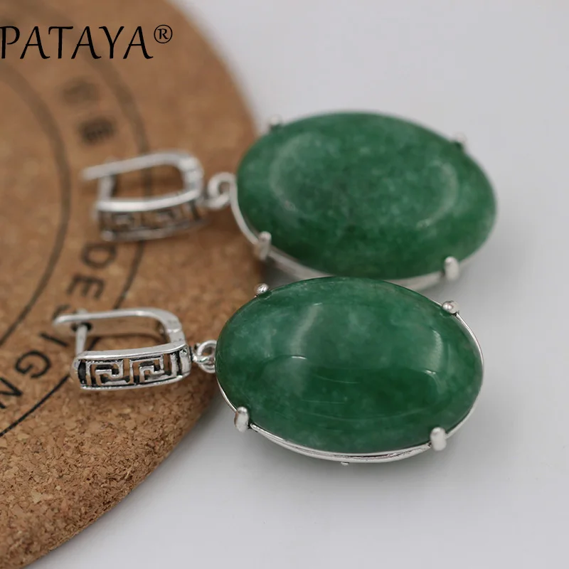PATAYA, Новое поступление, древнее серебро, протертая Черная задняя часть, полый ювелирный набор, прекрасный натуральный камень тигра, большие серьги, набор колец, свадебный набор